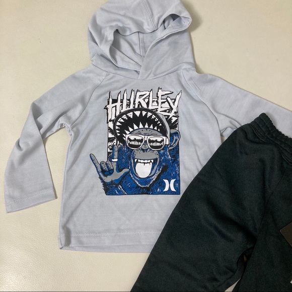 HURLEY grey long sleeve HOODIE top pants active outfit 4024 - Picture 2 of 5